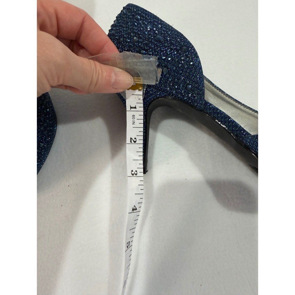 Kelly & Katie Darlene Pumps Women 8.5 Navy Rhinestone Peep Toe Formal Wedding - Picture 5 of 9